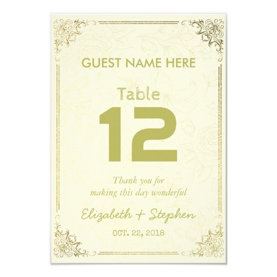 Número floral de la tabla del asiento del boda del invitación 8,9 x 12,7 cm