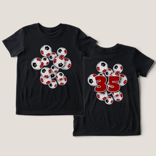 número jersey en el grupo de balones de fútbol roj (Diseño Anverso y Reverso)