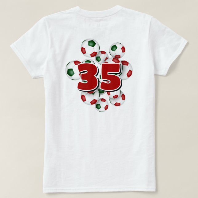 número jersey en el grupo de bolas de fútbol rojo  (Reverso del diseño)
