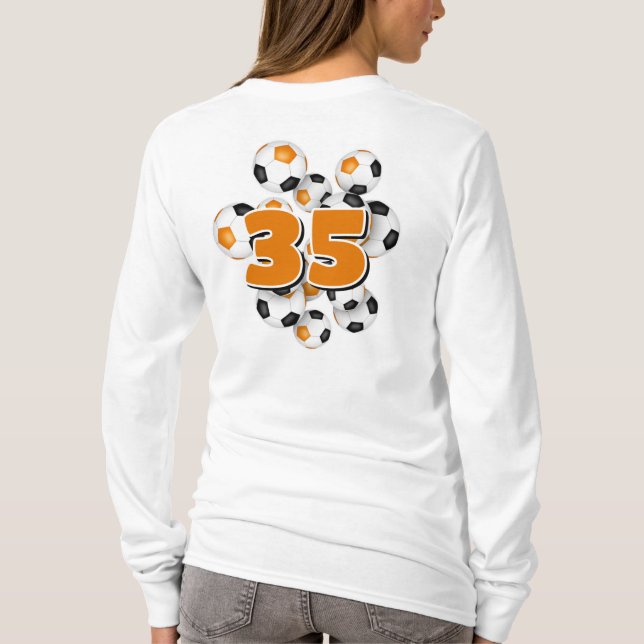 número jersey en naranja de pelotas de fútbol (Reverso)