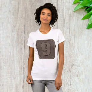 Número metalizado Nueve Camisetas De Mujeres
