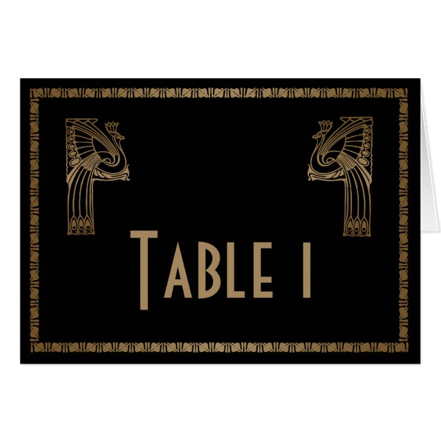 Número negro de la tabla de la boda del pavo real (Anverso (Horizontal))