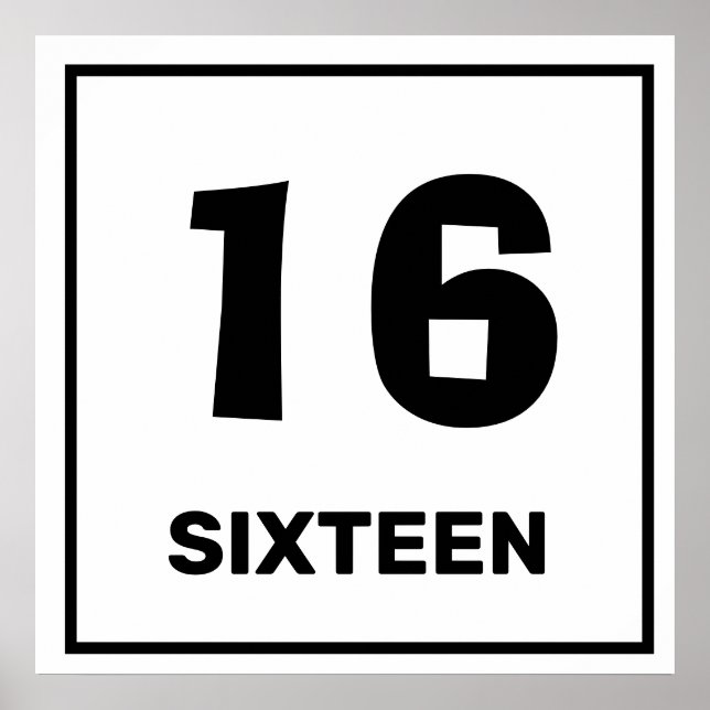 Número negro dieciséis Posters (Frente)