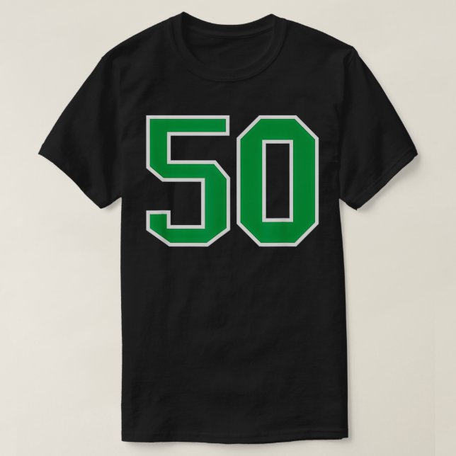 Número número 50 Deportes Jersey Verde Número de L (Diseño del anverso)