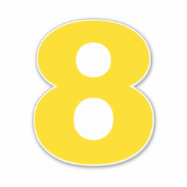 Número ocho Pegatina dorado y blanco