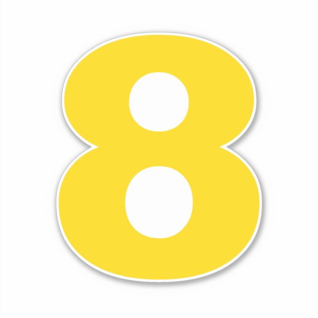 Número ocho Pegatina dorado y blanco (Anverso)