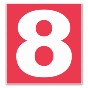Número ocho Pegatina rojo y blanco