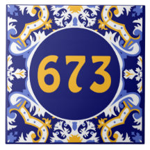 número personalizado de azulejos perwinkle, azul y