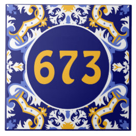 número personalizado de azulejos perwinkle, azul y