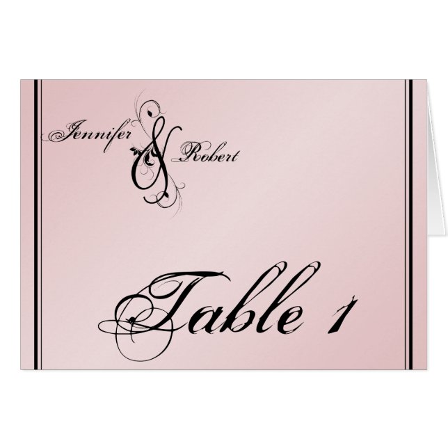 Número rosado de la tabla de la boda de la (Anverso (Horizontal))