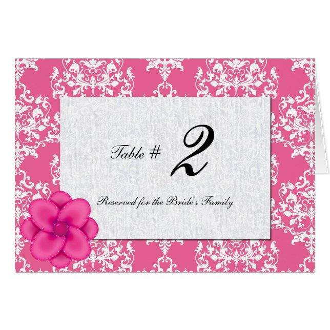 Número rosado y blanco elegante de la tabla del (Anverso (Horizontal))