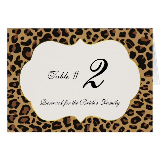 Número salvaje de la tabla de la boda del modelo (Anverso (Horizontal))