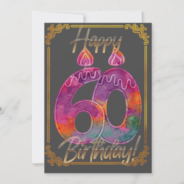 Número sari con tarjeta de cumpleaños número 60 de (Anverso)