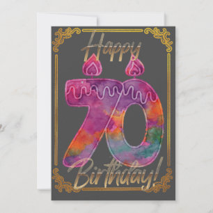 Número sari con tarjeta de cumpleaños número 70 de