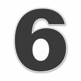 Número seis en blanco y negro. Pegatina Número 6