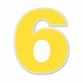 Número seis Pegatina dorado y blanco