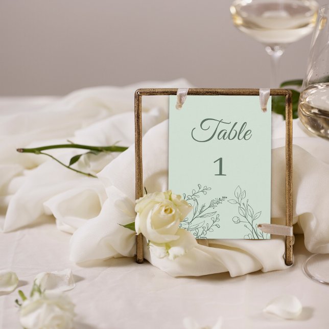 Número simple de tarjeta de mesa floral Boho (Subido por el creador)
