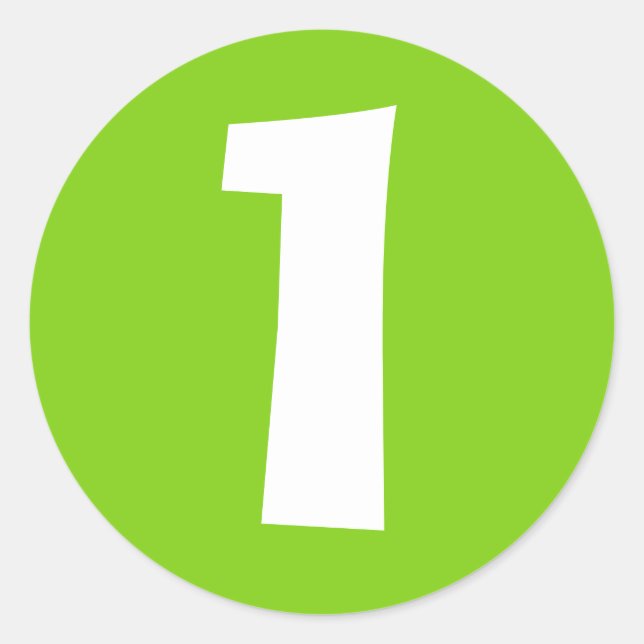Número uno de grandes Pegatinas verdes redondeados (Anverso)