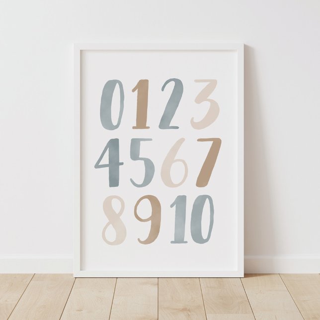 Números de Acuarela Azul Decoración Neutral para H (Subido por el creador)