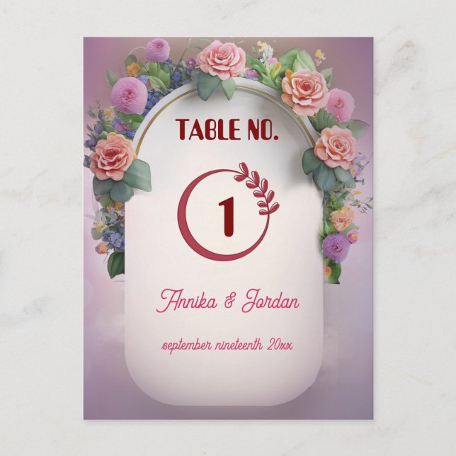 Números de la tabla de invitaciones de bodas de lu (Anverso)