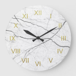 Números de mármol blancos del oro del reloj de