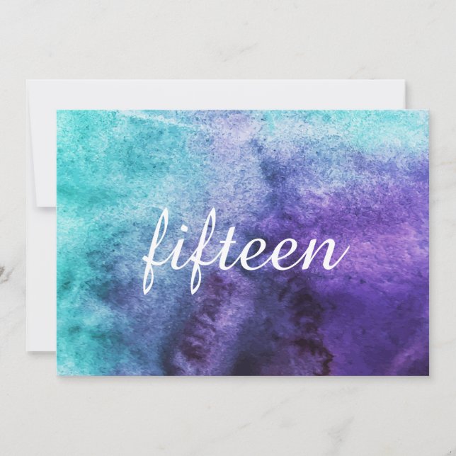 Números de mesa - Acuarela azul sobre púrpura (Anverso)