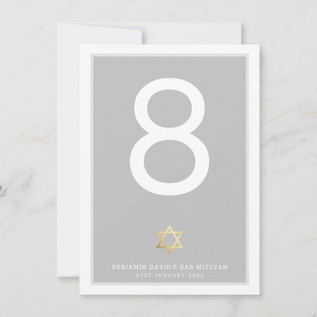 NÚMEROS DE MESA Bar Mitzvah estrella de david gris (Anverso)