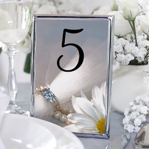 Números de mesa Boda de la elegante margarita blan