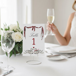 Números de Mesa Bodas Blancas Cisnes Vintage y Cin