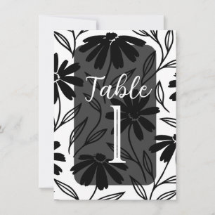 Números de Mesa Boho Daisies de Tinta Negra