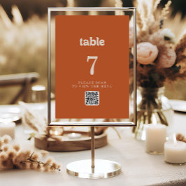 Números de mesa con código QR de terracota simples