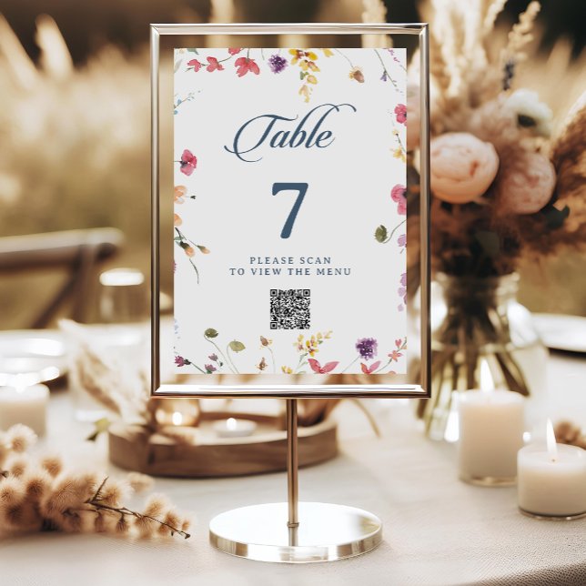 Números de mesa con código QR floral botánico eleg (Subido por el creador)