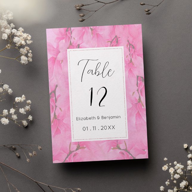 Números de mesa con flores de orquídea verdes y ro (Watercolor pink green orchid flowers Table Numbers)