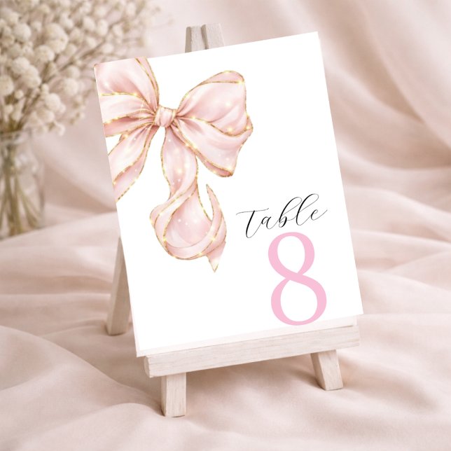 Números de mesa con lazo rosa elegante (Subido por el creador)