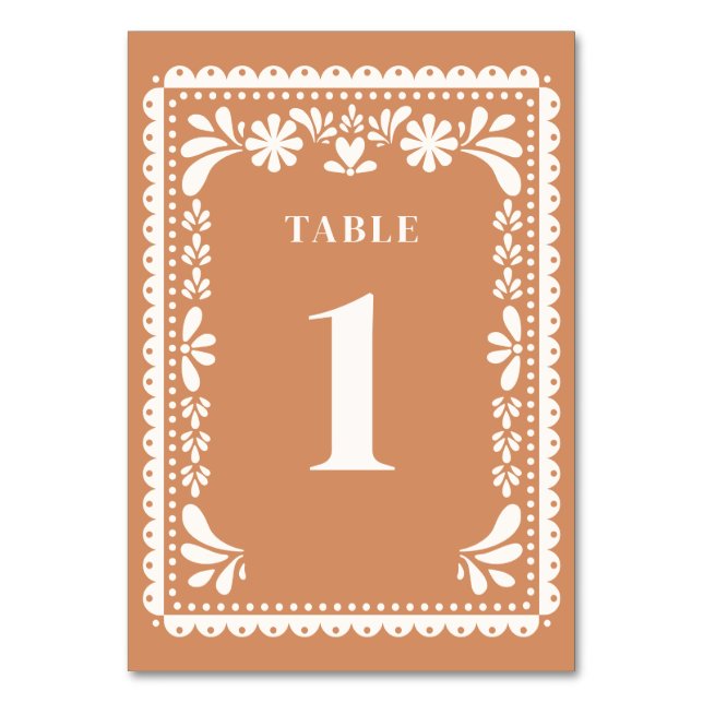 Números de mesa con Papel Picado Señal de Hacienda (Reverso)
