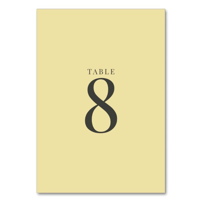 Números de mesa de boda amarillos de Isla Cítrica (Anverso)