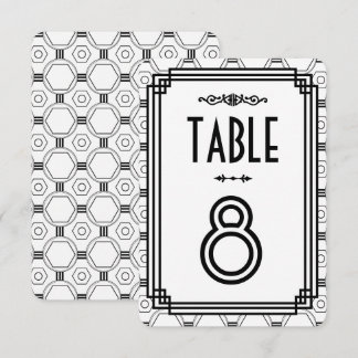 Números de mesa de boda Art Déco blancos y negros