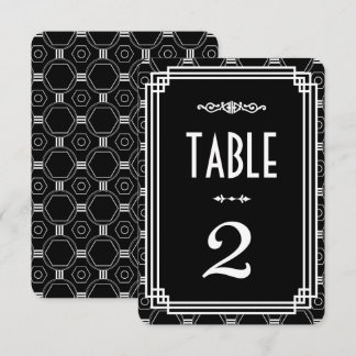 Números de Mesa de Boda Art Déco en Blanco y Negro