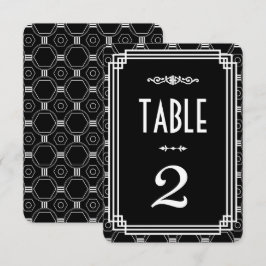 Números de mesa de boda Art Déco en negro y blanco