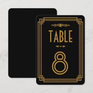 Números de mesa de boda Art Deco negros