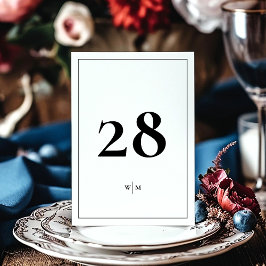 Números de mesa de boda blancos con marco negro 5 