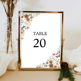 Números de mesa de boda boho con flores blancas
