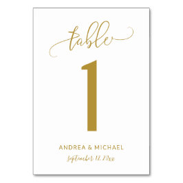 Números de mesa de boda | Bounce Script (Dorado) 1