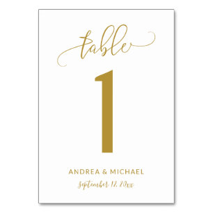 Números de mesa de boda Bounce Script (Dorado) 1