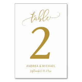 Números de mesa de boda | Bounce Script (Dorado) 2