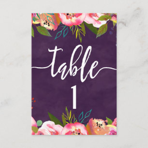 Números de Mesa de Boda Chic Florido Gráfico de As