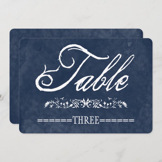 Números de mesa de boda con acuarela azul (Anverso / Reverso)