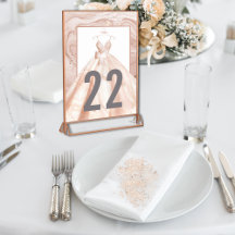 Números de Mesa de Boda con Acuarela de Rosa Oro