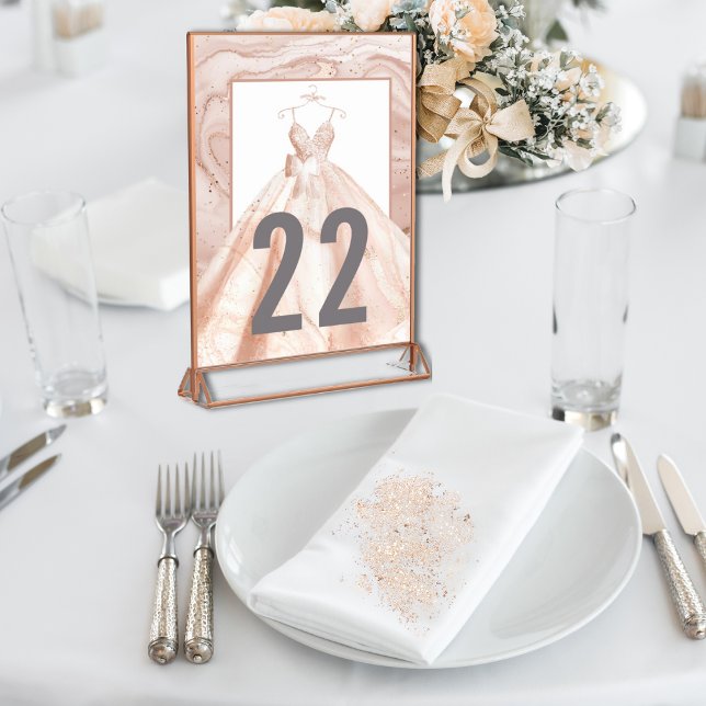 Números de Mesa de Boda con Acuarela de Rosa Oro (Subido por el creador)