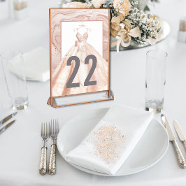 Números de mesa de boda con acuarela en dorado ros